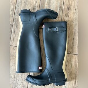 Hunter Women's Black Original Contrast Knee High Rain Boots Size US 9